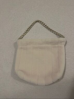 aerie Cream Plush Shoulder Bag with Gold Chain